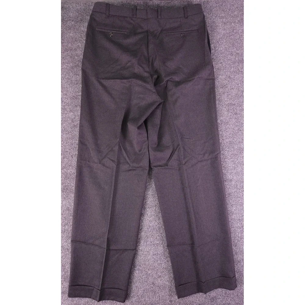 Ralph Lauren 44L 36x32 2pc Pant Suit Charcoal Pleated Cuffed Wool